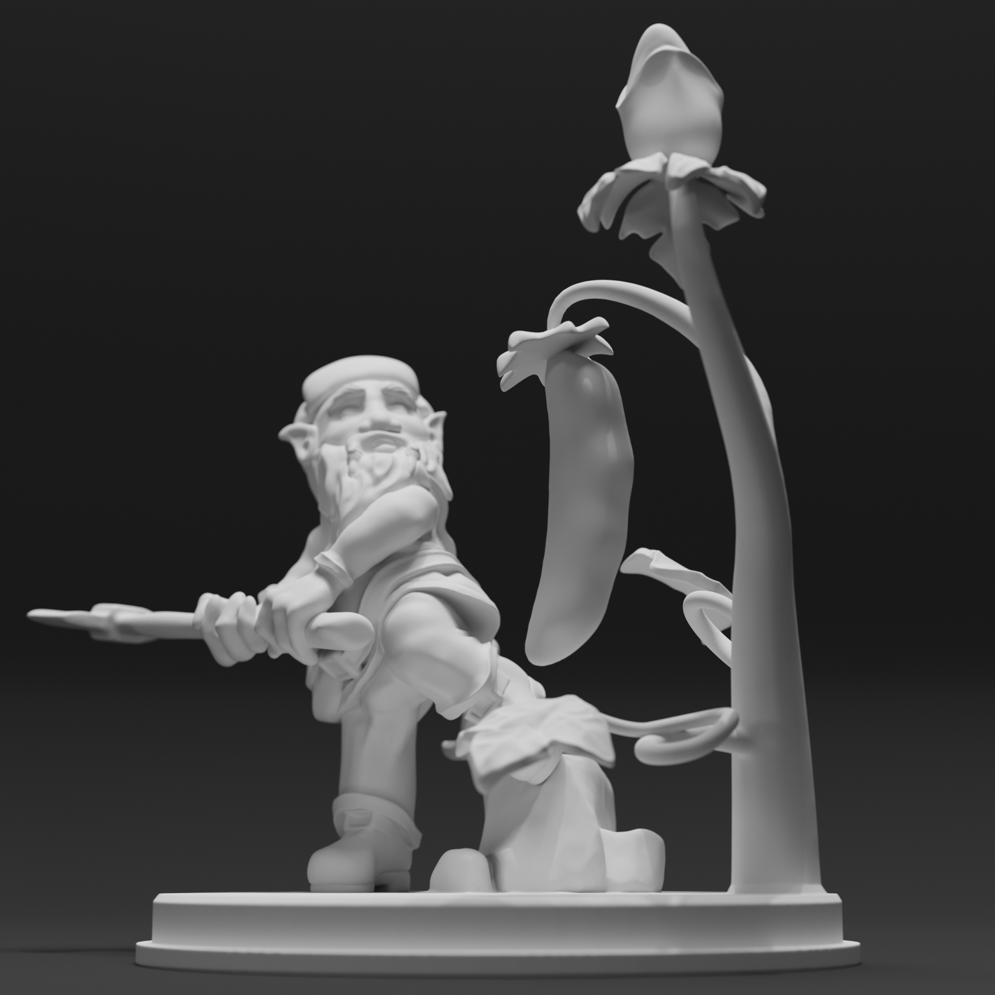 The Pocketeers: Axe & Garden – Pose 1 (STL Figure + Scenic Base) - Commercial License