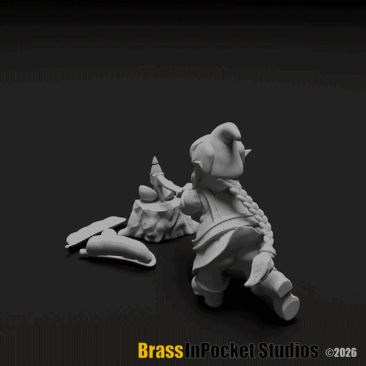 The Pocketeers: Axe & Garden – Pose 2 (STL Figurine + Scenic Props) – Commercial License